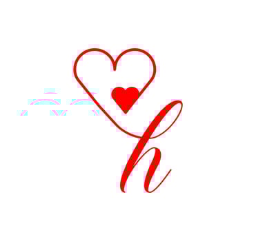 H letter script heart line. from the heart. Letter H handwriting logo template with love and heart shape decoration. The first signature vector. vector