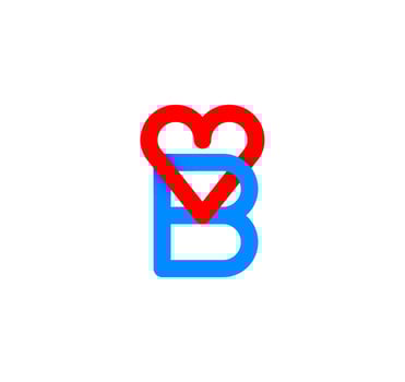 B letter heart line. from the heart. Letter B handwriting logo template with love and heart shape decoration. The first signature vector. vector