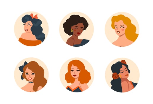 avatars of retro women vector collection