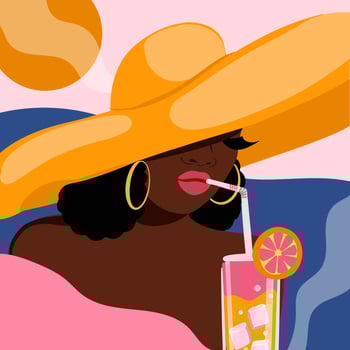 Young African American woman portrait. trendy flat style. Black strong girl, vector illustration