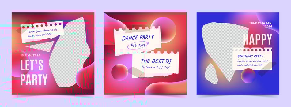 Party Neon Instagram Template vector
