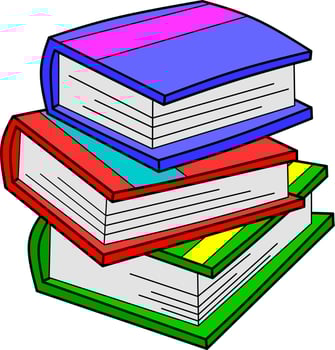 Stack of books isolated vector illustration. Stacked books vector for logo, icon, symbol, business, design or decoration. Stacked blue, red and green books vector illustration. Hygge style