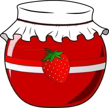 Strawberry jam jar isolated vector illustration. Red berry jam vector for logo, icon, symbol, business, design or decoration. Strawberry jam in the jar vector illustration. Hygge style vector