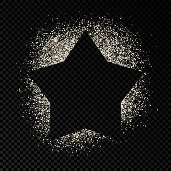 Star frame with silver glitter on dark transparent background. Empty background. Vector illustration.