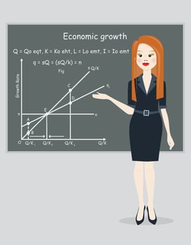 business woman presentation economic growth vector