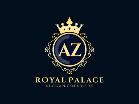 Letter AZ Antique royal luxury victorian logo with ornamental frame.nt vector