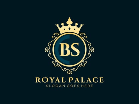 Letter BS Antique royal luxury victorian logo with ornamental frame.nt vector