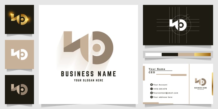 Letter NO or NP monogram logo with business card design vector