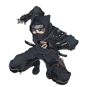 Female Ninja Manga Character for Comics in Vector