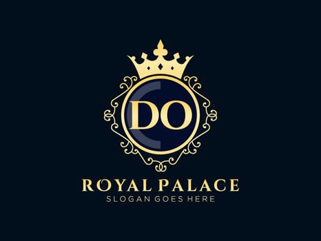 Letter DO Antique royal luxury victorian logo with ornamental frame.nt vector