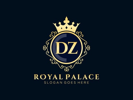 Letter DZ Antique royal luxury victorian logo with ornamental frame.nt vector