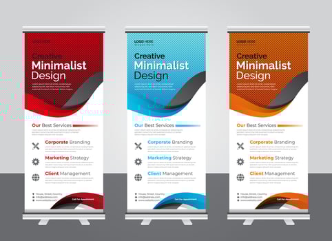 Professional Modern corporate colorful roll up standee banner design template vector