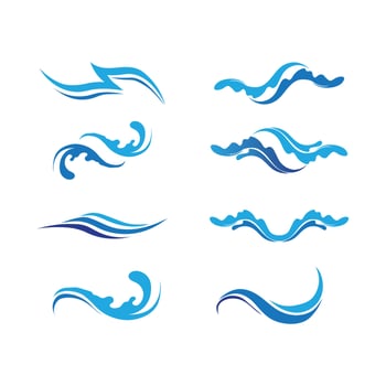 Isolated round shape logo. Blue color logotype. Flowing water image. Sea, ocean, river surface. vector