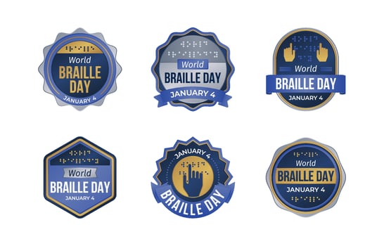 World Braille Day Badge Set vector