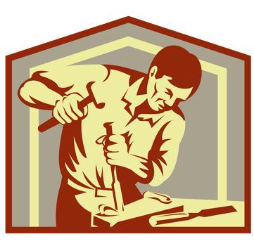 Carpenter at work with chisel png