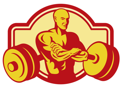 Weightlifter or Body builder posing with weights png