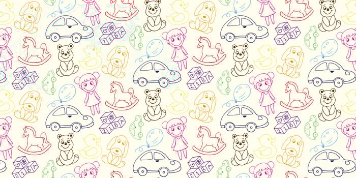 Colorful Kids Toys Vector Hand Drawn Pattern