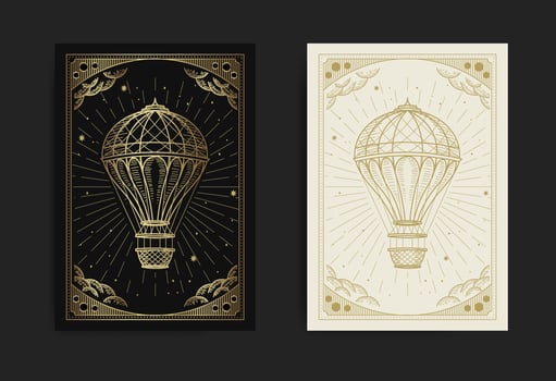 Hot air balloon in the night sky vector