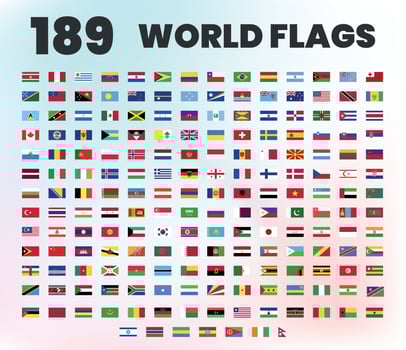 189 World flags, Set of flags of different countries vector