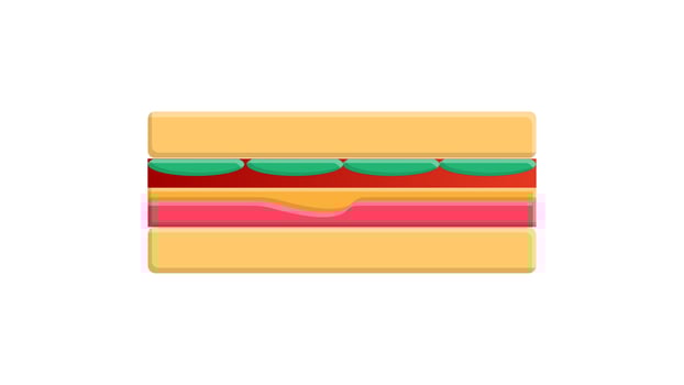 appetizing, tasty sandwich on a white background, vector illustration. sandwich stuffed with meat, cheese and herbs. sandwich for snack and lunch. hearty breakfast for the family