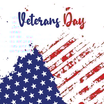 Veterans Day Creative illustration for poster, banner or social media post with grunge USA flag background. vector