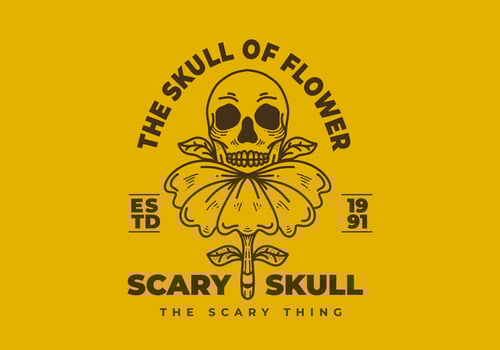 Vintage art illustration of a skull on the flower vector