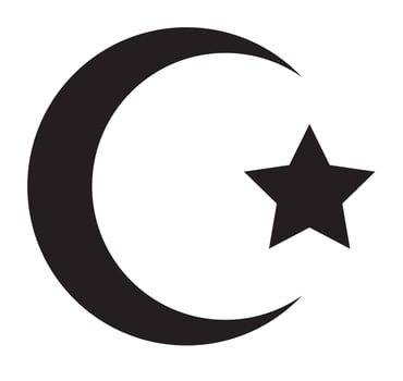 Islam religious symbol. Star and crescent icon. vector