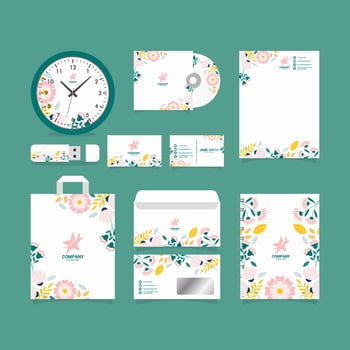 Floral Creative  Business Kit Template vector