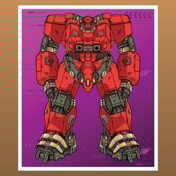 Mecha robot hero builded by head arm body leg weapon illustration premium vector