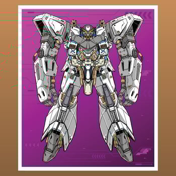 Crusher mecha robot builded by head arm body leg weapon illustration premium vector