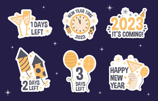 Countdown Greeting Chat Stickers Set Vector