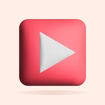 3D play video or music icon design. Social media marketing concept. Vector render illustration