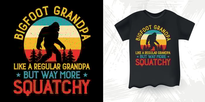 Grandpa Father's Day  Funny Sasquatch Retro Vintage Bigfoot T-Shirt Design vector