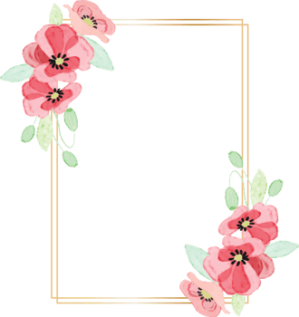 watercolor red poppy flower wreath with golden frame collection for veteran's day png