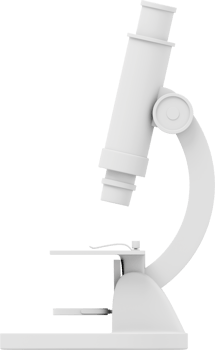 White microscope. 3D rendering. PNG Icon on transparent background