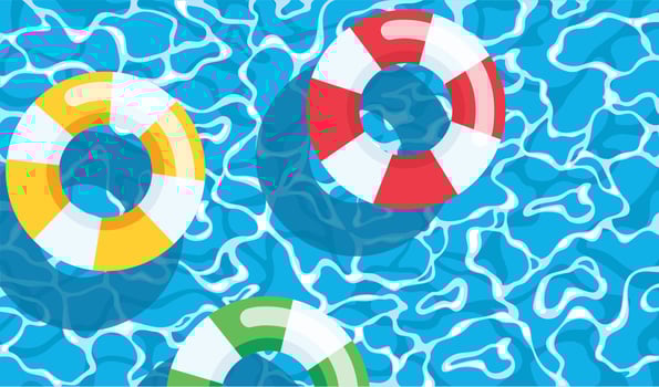 rubber ring in the swimming pool summer background vector illustration