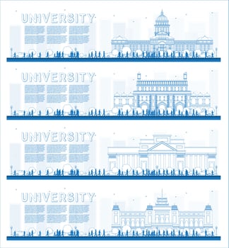 Outline Set of University Study Banners. vector