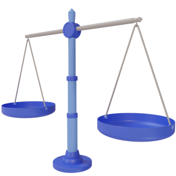 3d justice scale cartoon, unbalanced scale png