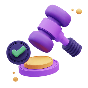 Approved with hammer Quality control, 3d Illustration png