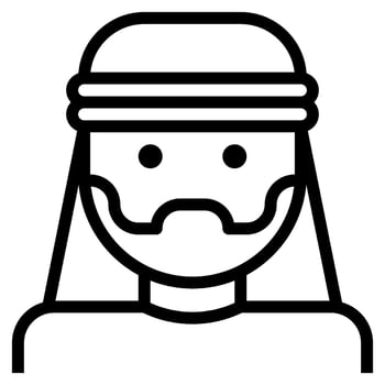 Arab Man Avatar Facial Hair Beard Turban clip art icon vector