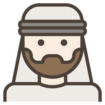 Arab Man Avatar Facial Hair Beard Turban clip art icon vector