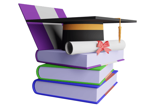 pile of books with degree cap png