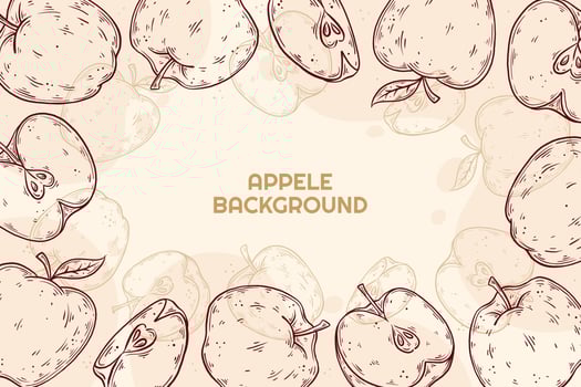 Hand drawn apple background. Fresh fruit vector illustration.