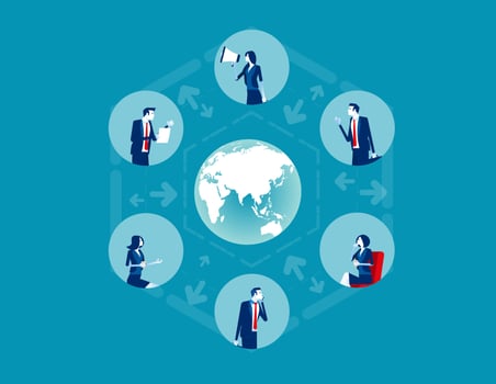Business people communicate team. Concept business global network vector illustration