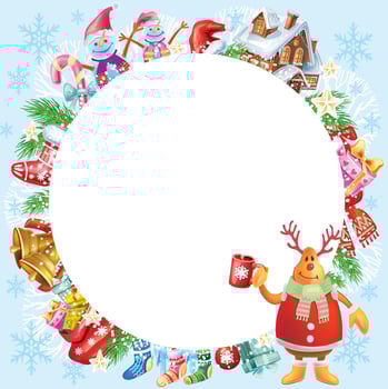 Christmas round frame vector