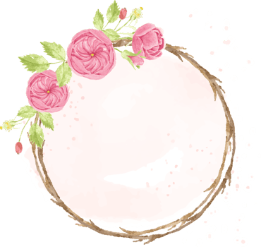 watercolor pink english rose wreath frame png