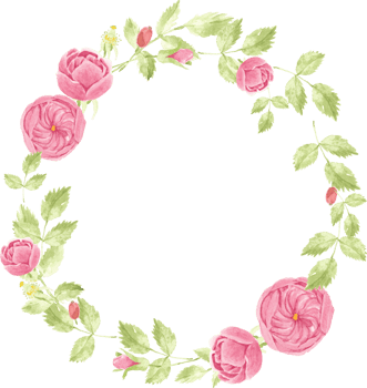 watercolor pink english rose wreath frame png