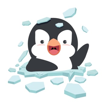 Fat Penguin on ice floe vector