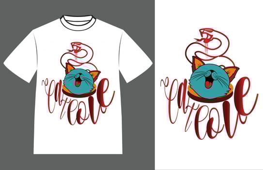 Cat love t-shirt design vector
