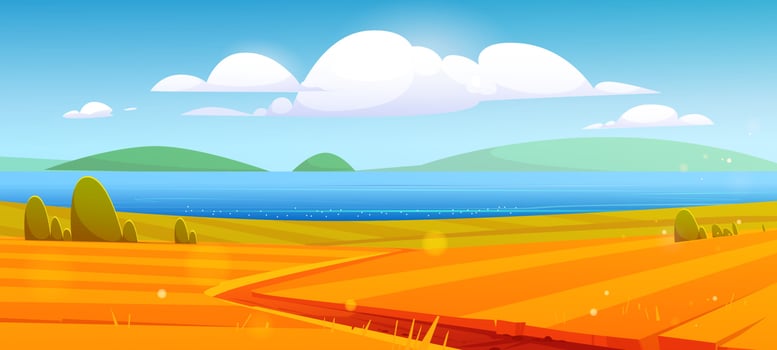 Autumn nature landscape, rural dirt road, field vector